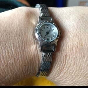 Dainty stretch band silver watch (reposhed)